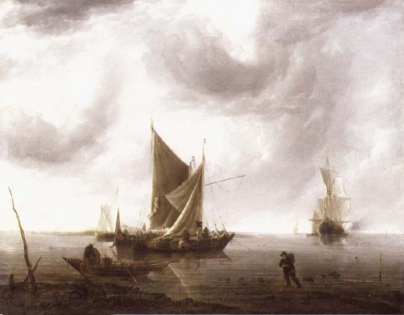 REMBRANDT Harmenszoon van Rijn Ships at Anchor on a Calm Sea Germany oil painting art
